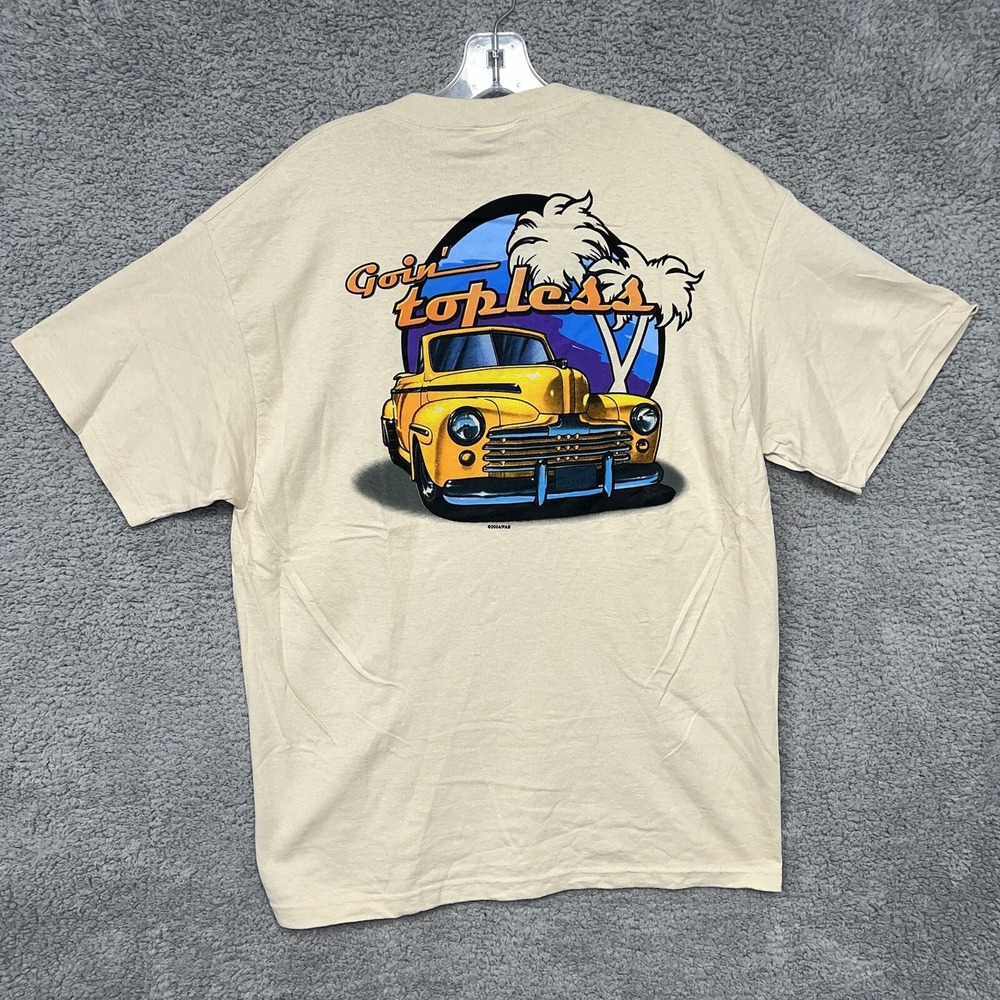 VTG Delta T Shirt Men's Size L Beige Pro Ad Sports Classic Car Graphic Tee 2000s